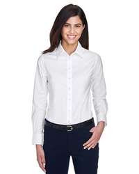 Photo of Women's Long Sleeve Oxford Dress Shirt - Harriton - White - view 5