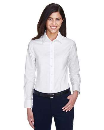 Photo of Women's Long Sleeve Oxford Dress Shirt - Harriton - White - view 5