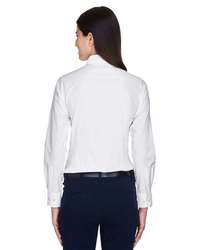 Photo of Women's Long Sleeve Oxford Dress Shirt - Harriton - White - view 3