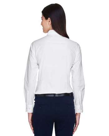 Photo of Women's Long Sleeve Oxford Dress Shirt - Harriton - White - view 3