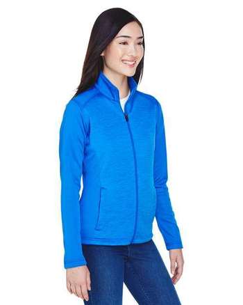 Photo of Women's Newbury Colorblock Mélange Fleece Full-Zip Jacket - Devon & Jones - French Blue/ French Blue Heather - view 4