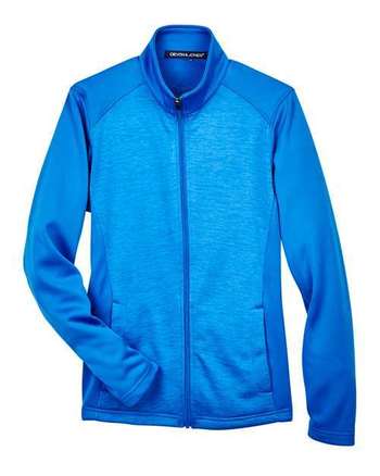 Photo of Women's Newbury Colorblock Mélange Fleece Full-Zip Jacket - Devon & Jones - French Blue/ French Blue Heather - view 2