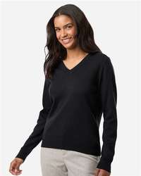 Photo de Women's New Classics V-Neck Sweater - Devon & Jones - Noir - vue 6