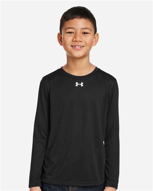 Photo of Youth Tech™ Team Long Sleeve T-Shirt - Under Armour - Black/ White - view 6