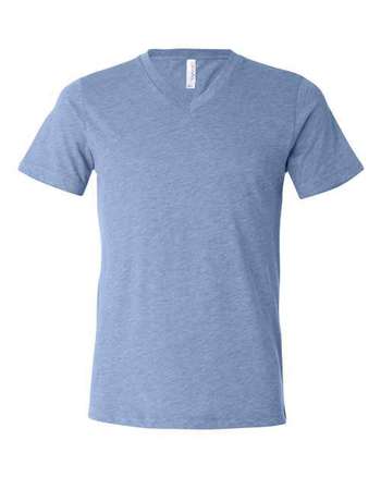 Photo de T-shirt à manches courtes en tricot mélange avec col en V - BELLA + CANVAS - Blue Triblend - vue 3