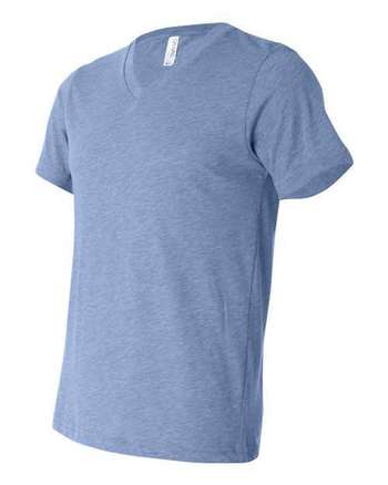Photo de T-shirt à manches courtes en tricot mélange avec col en V - BELLA + CANVAS - Blue Triblend - vue 2