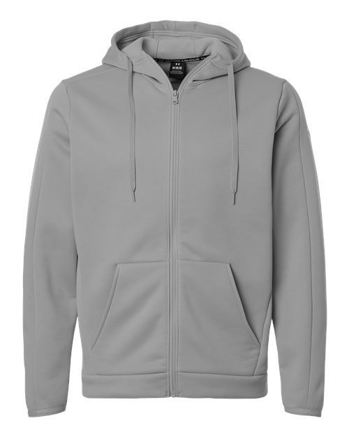 Photo of Men's Armour Fleece Pro Hooded Full-Zip - Under Armour - Mod Grey/ White - view 3